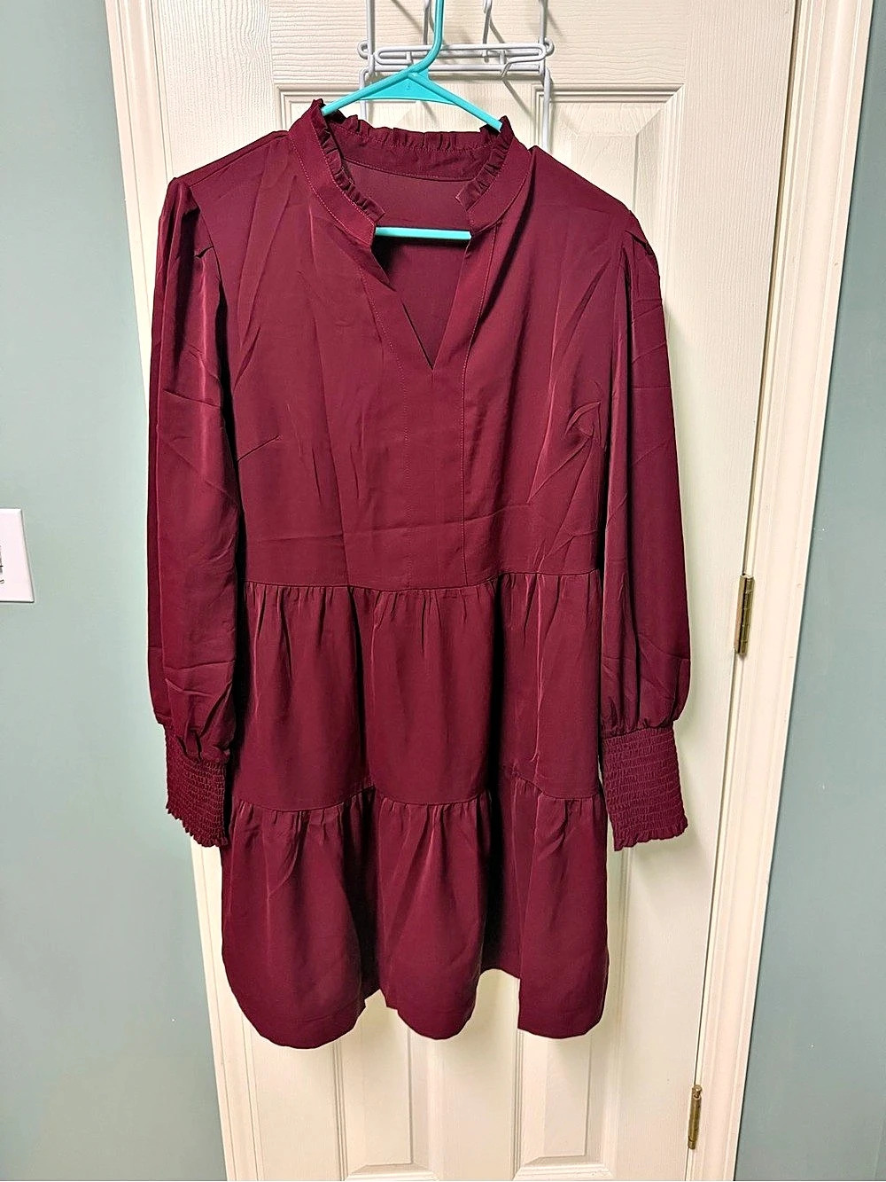 Burgundy Tiered Mini Dress Like New